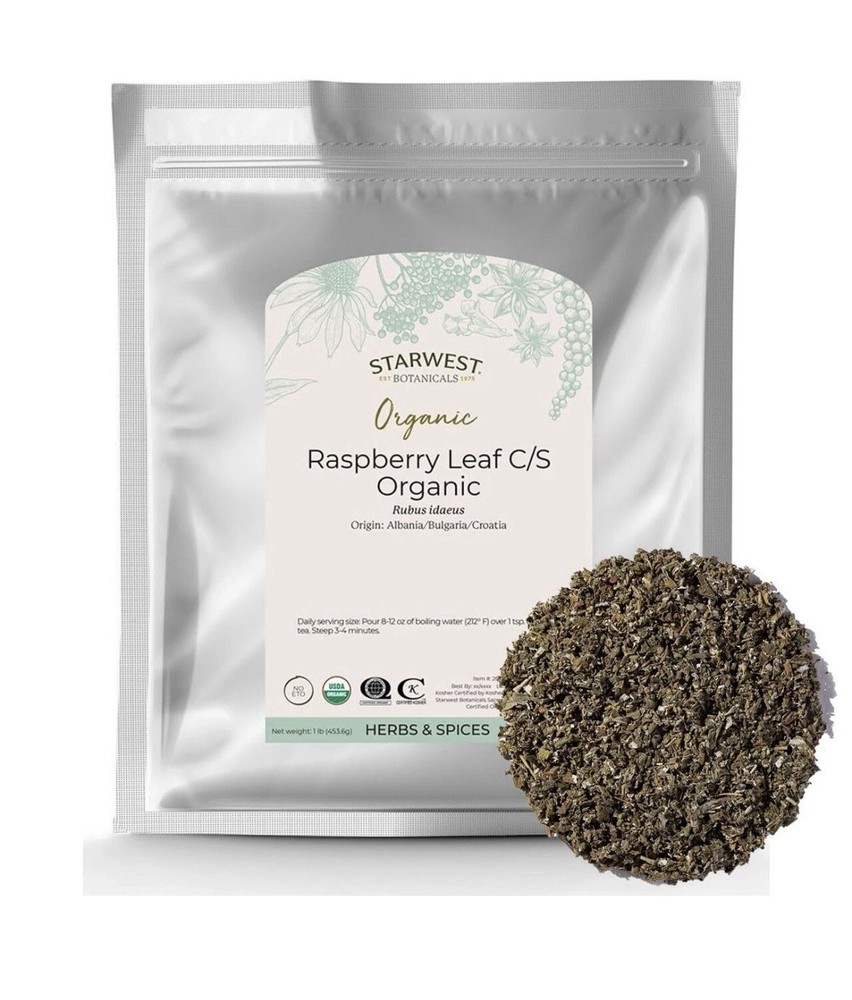 Organic Red Raspberry Leaf Tea Loose Leaf 1 Pound Bulk Non GMO Kosher