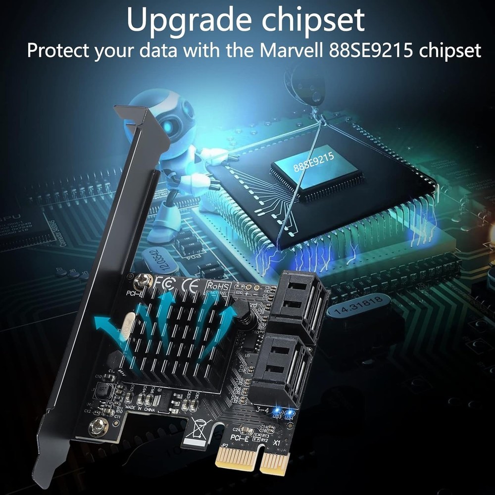 Versatile PCI-Express 4-Port SATA Controller for SSD/HDD - Ideal for Power Users