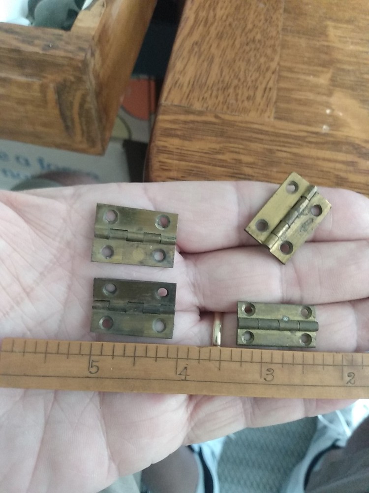 Antique Brass Small HINGES And Lock Plate Hardware