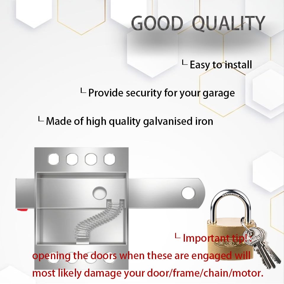2 Pack Garage Door Locks with Self Tapping Screws Inside Deadlock for Most Ga...