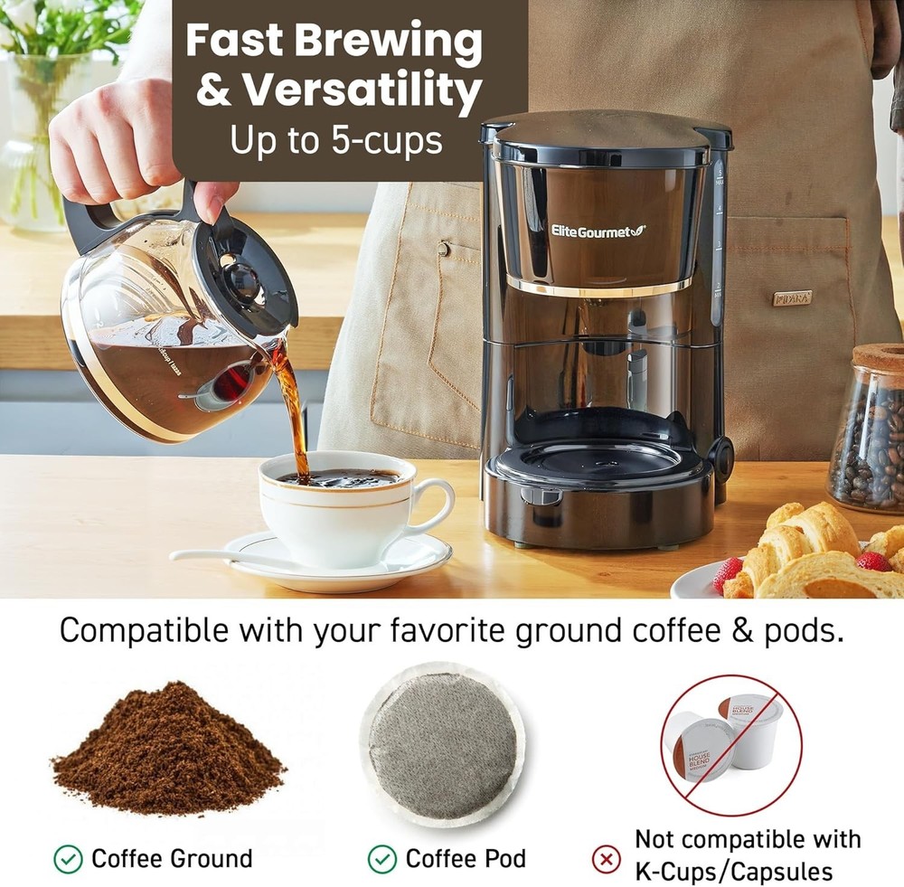 Coffee Maker Drip 5 Cup Programmable Reusable Filter Mini Small Office Home