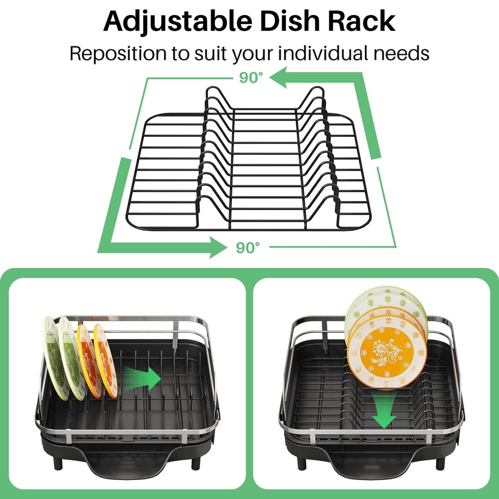 Dish Drying Rack - Expandable Dish Rack for Kitchen Counter, Rust-Resistant D...