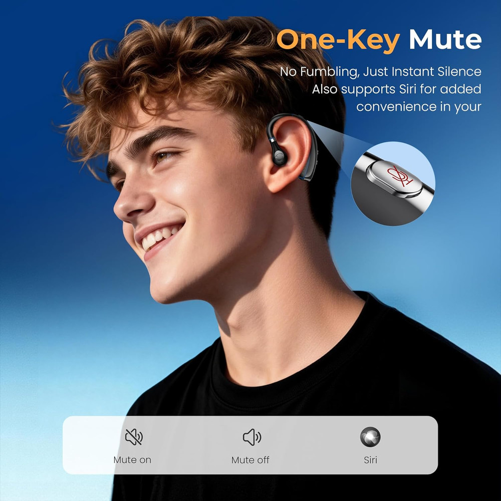 Bluetooth Headset, Bluetooth Earpiece with Noise Canceling Microphone, 0.53Oz Ul