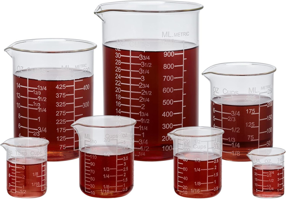 Ackers Etching Scale Glass Measuring Cup Set, Includes 1/2-Cup, 1-Cup, and 2-Cup