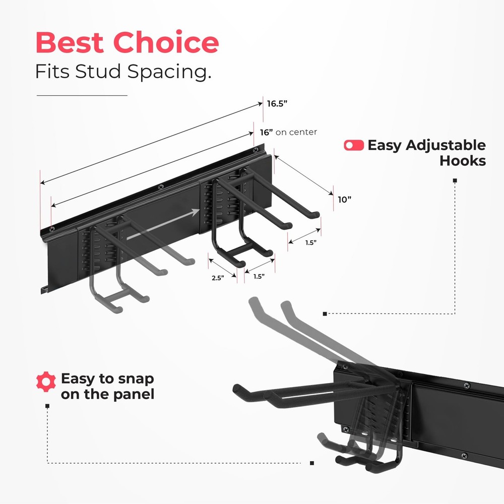 Garage Wall Organizer | 64" Heavy-Duty Tool Storage Rack | Adjustable Double-...