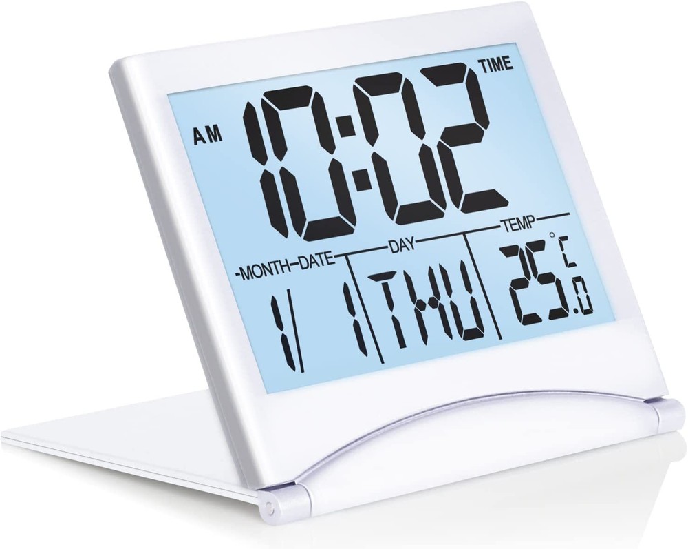 Betus Digital Travel Timer LCD Clock with Backlight - Compact LCD Desk Clock