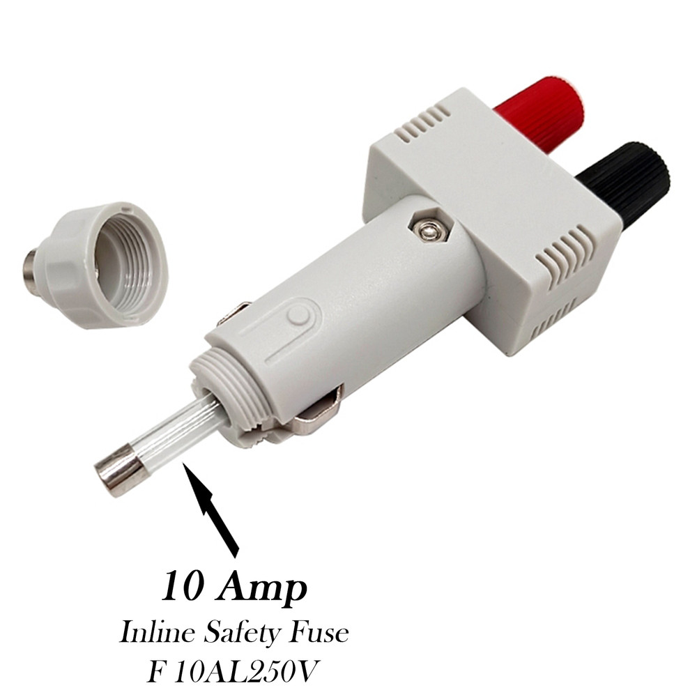 1pc 12V Car Auto Cigarette Lighter Socket Plug With Binding Posts And 10A Fuse
