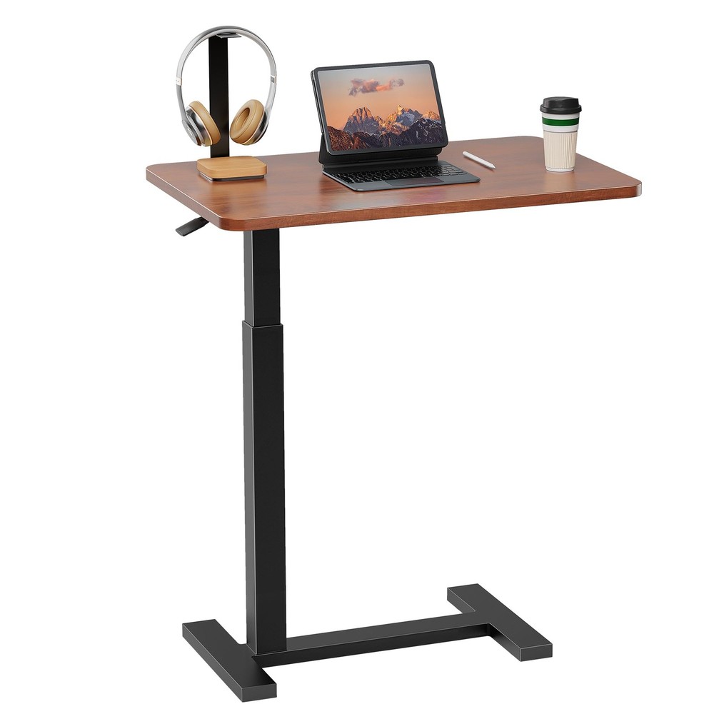 Simple Deluxe Adjustable Overbed Bedside Table with Wheels, Pneumatic Adjustable