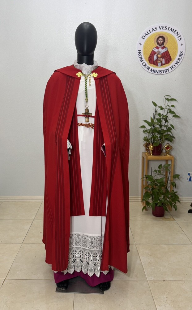 RED COPE VESTMENT CHASUBLE WITH STOLE
