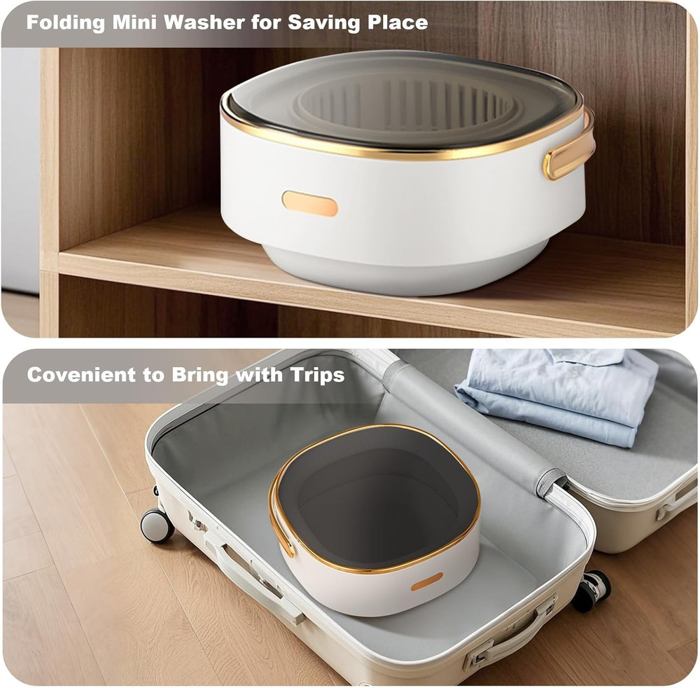 13L Portable Fully Automatic Washing Machine, Foldable Compact Washer with 3 Cle