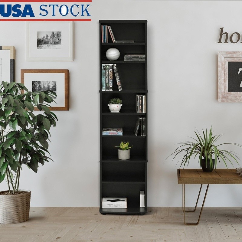 Multimedia Storage Tower Adjustable Shelves Space Saving Organizer CDs DVDs New