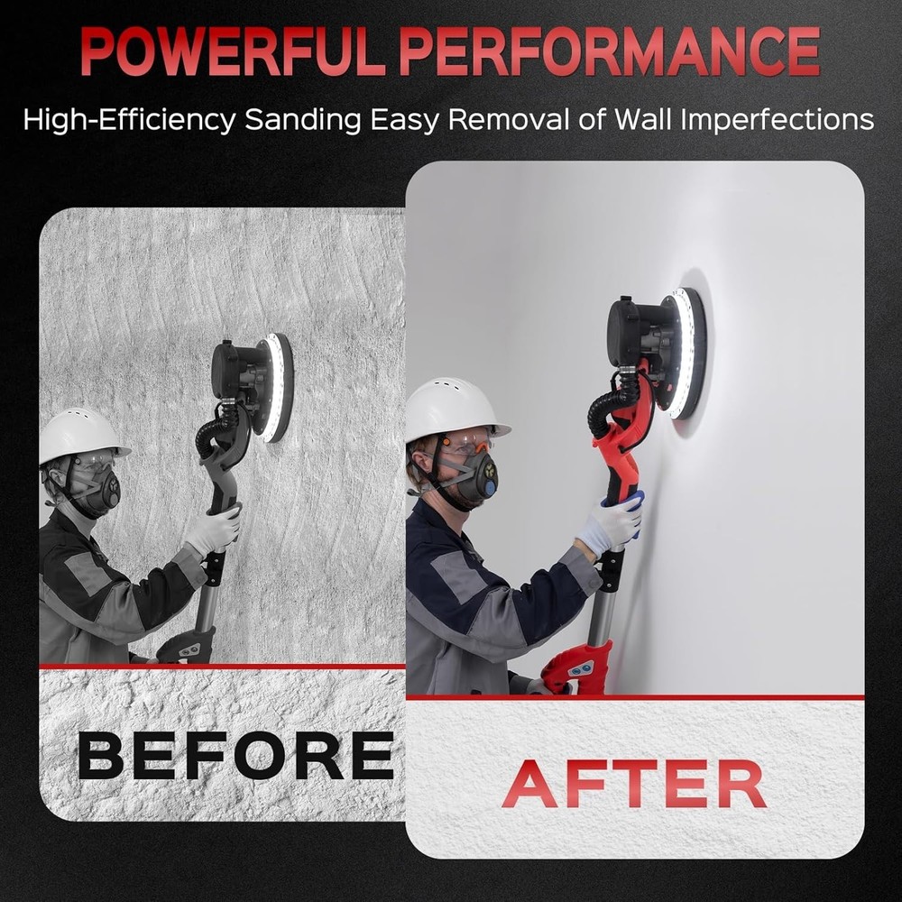 2025 Upgraded 8-Amp Drywall Sander with Extendable Handle & LED Light