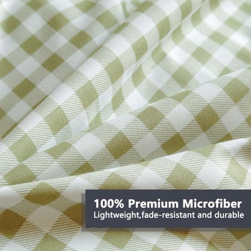 Comforter Set, Sage Bedding Comforter Sets, Green Grid Bed Queen Green Gingham