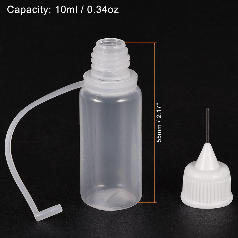 10Pcs Needle Tip Bottle Precision Plastic Applicator with White Cap 10ml