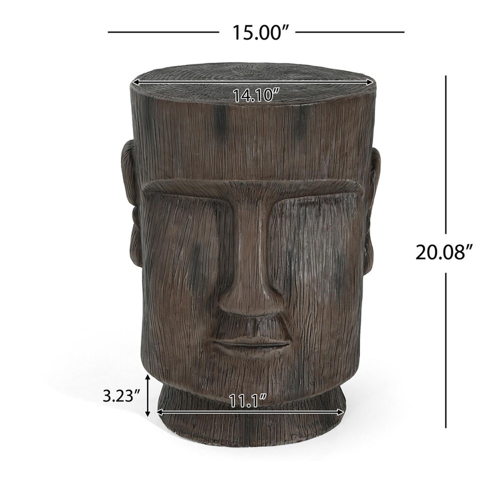 Oxide Moai Side Table - Exotic Easter Island Inspired Pedestal for
