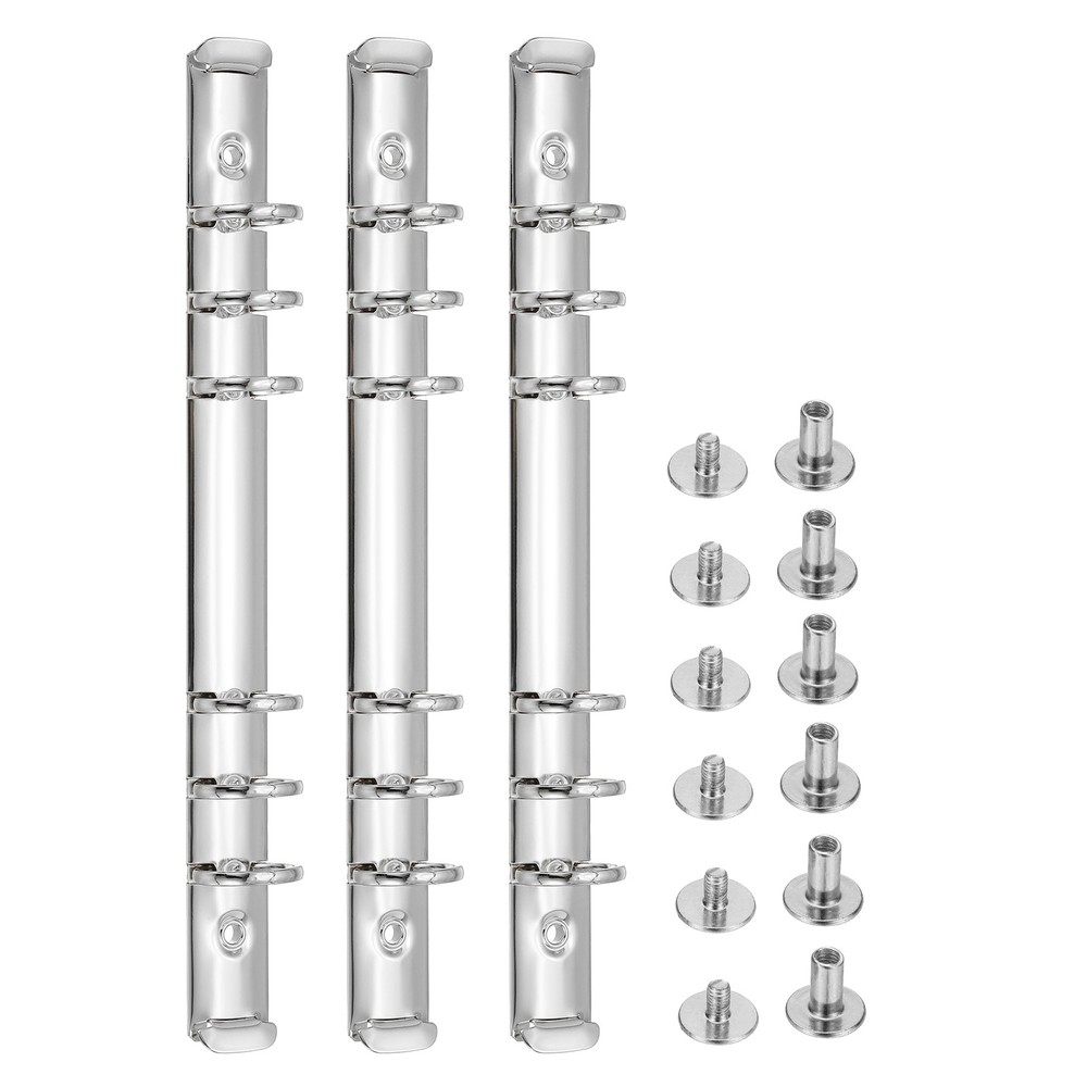 A5 Ring Binder Mechanisms, 3 Set 6-Hole Replacement Binder Planners, Silver Tone