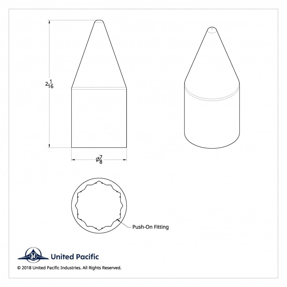 11/16" x 2 1/16" Chrome Plastic Spike Nut Cover - Push-On (10 Pack)