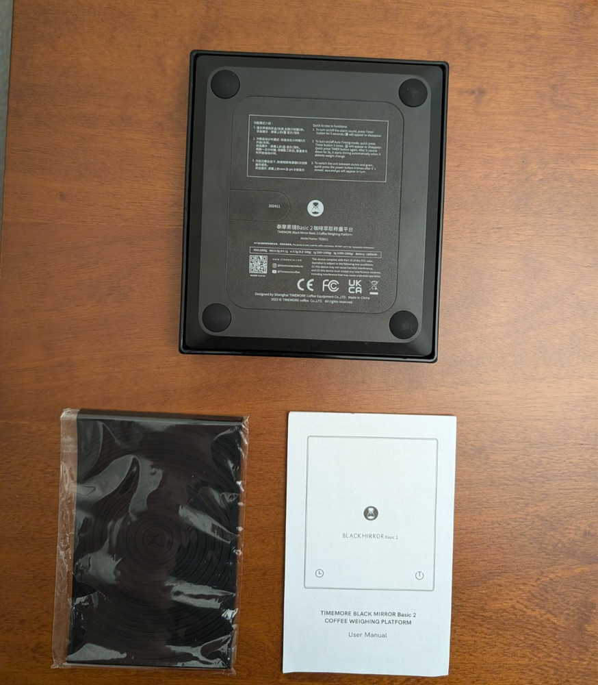 Black Mirror Basic 2 Coffee Scale with Timer, 2kg/0.1g High Precision Kitchen