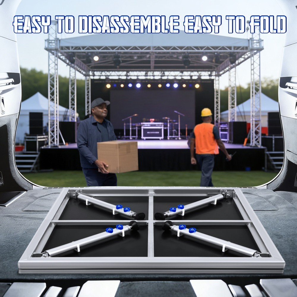 4 x 4 FT Portable Stage Platform Adjustable Height Stage Riser with Folding Legs