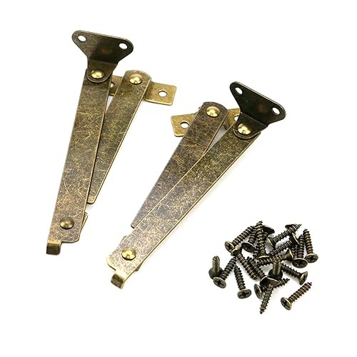 2 Pcs Lid Support Hinge Folding Lid Support Hinges 180 Degree Rotatable Bronze