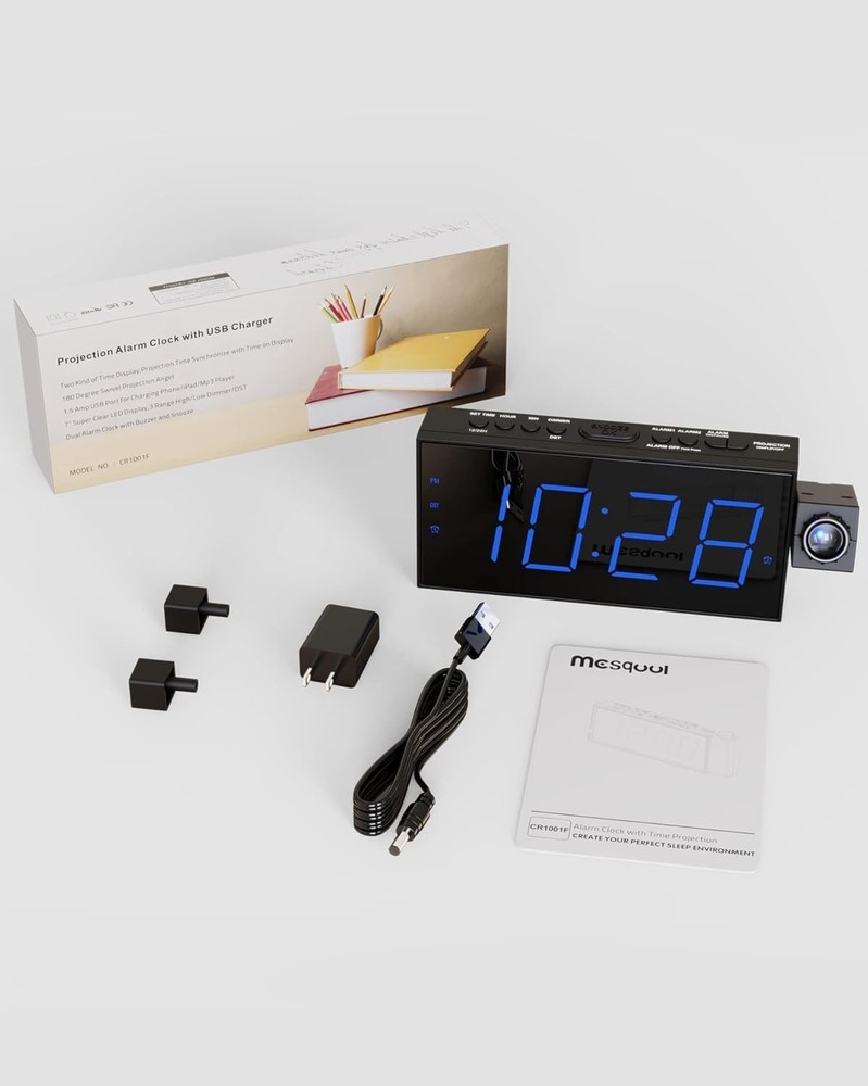 Stylish Digital Projection Clock with Battery Backup & Adjustable Brightness