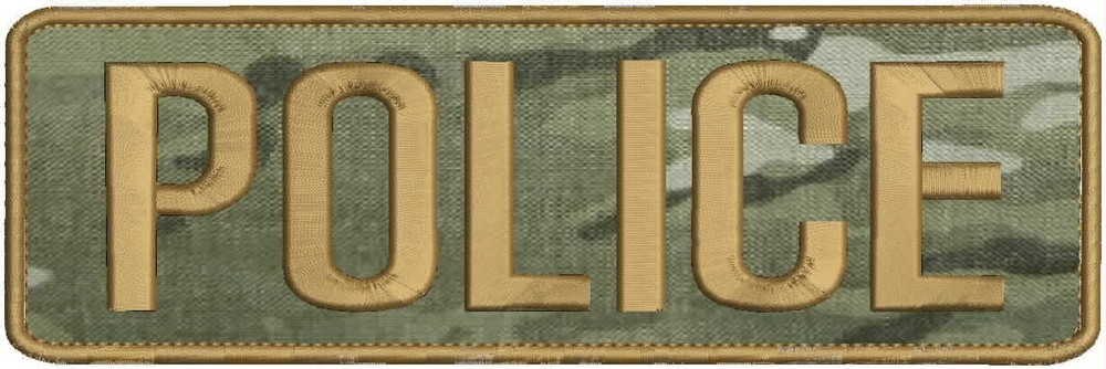 POLICE embroidery patch 3x10 hook MULTICAM Brown