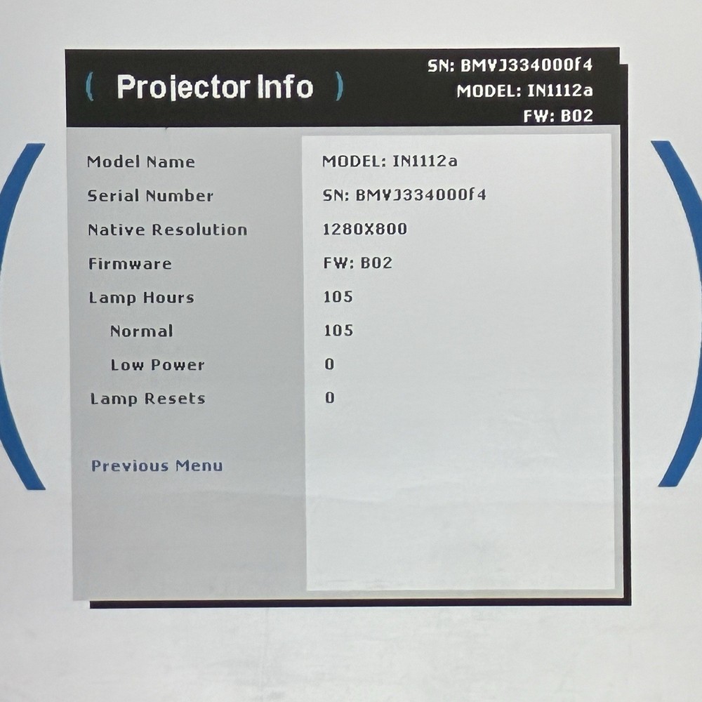 InFocus IN1112A DLP Projector * 105 LAMP HOURS*