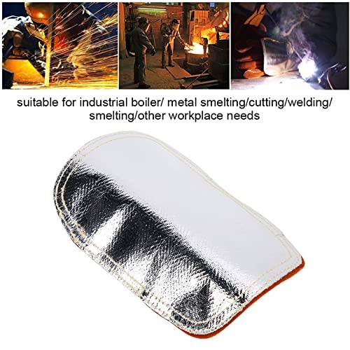 Hand Heat Shield, Aluminized Back Welding Pad Split Cowhide Leather Gloves