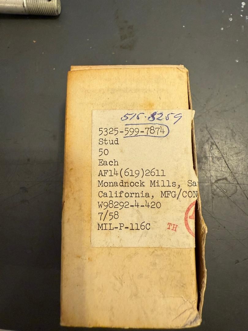 MONADNOCK Cowl Fastener Stud(Airloc 420) 3/4" NECK, 1/2" NECK TO HOLE SET OF 10.