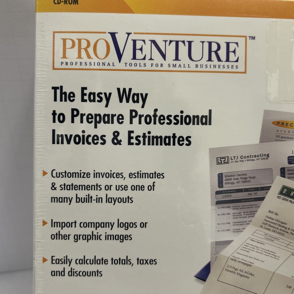 ProVenture Invoice An Estimate Software Windows 95 And 98 Cd-Rom