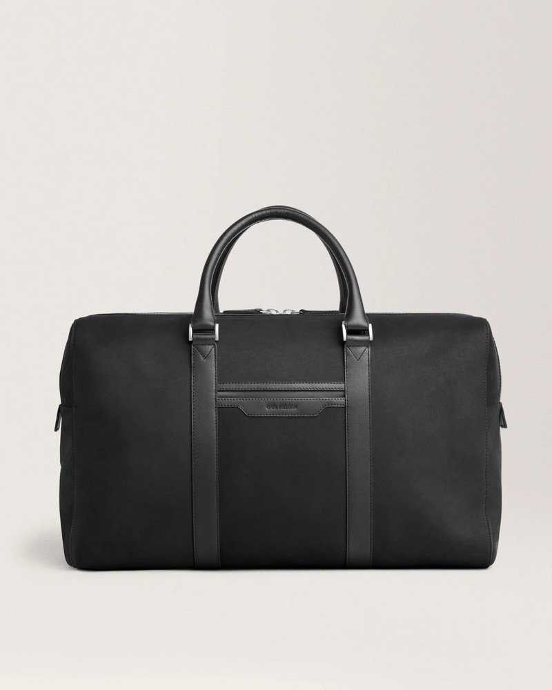 Carl Friedrik Compact Weekender – Black Nubuck Leather