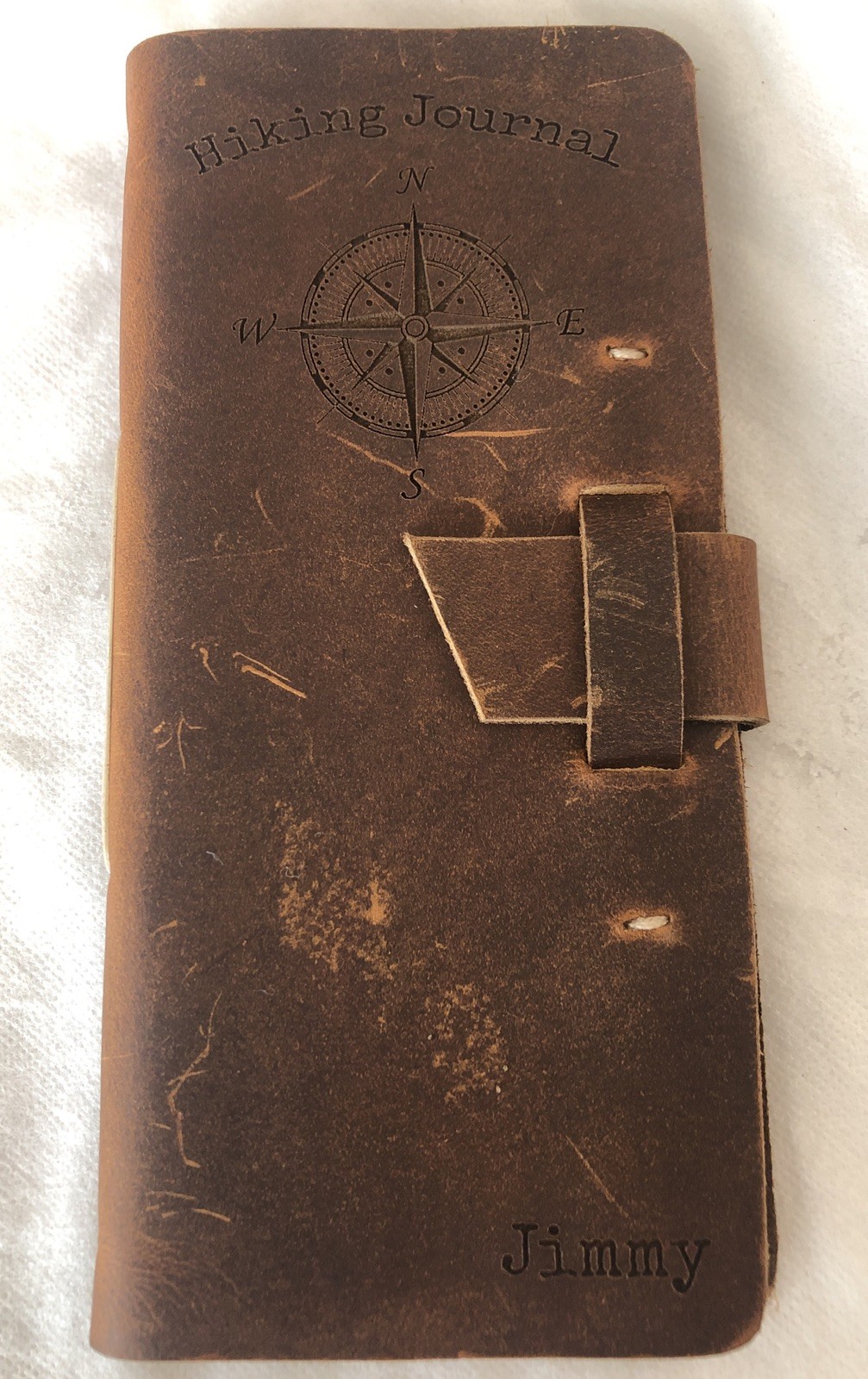 Vintage Brown Leather Hiking Journal Logbook W/Hiking Log Paper Inserts Free S/H