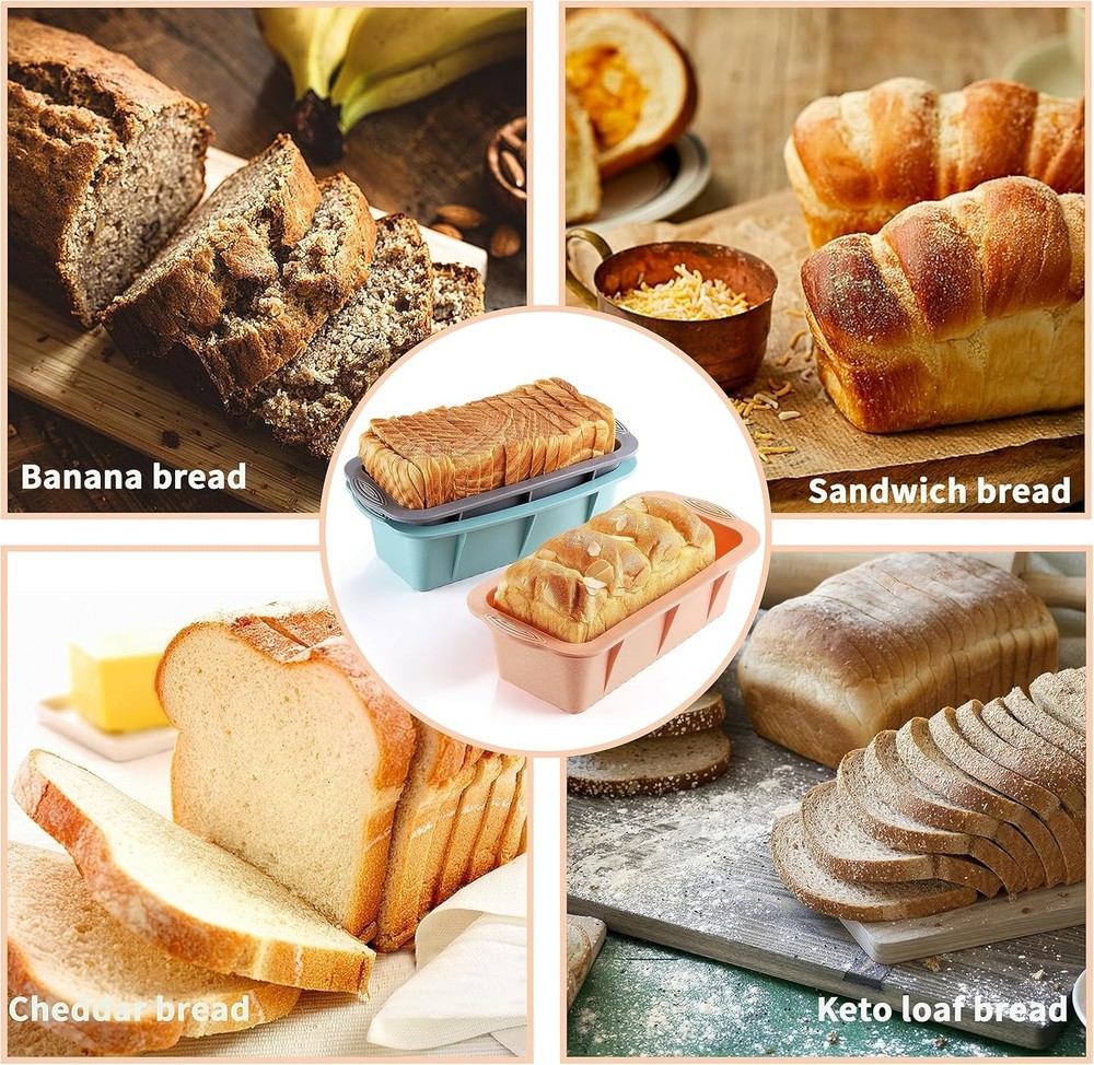 Koolstuffs Silicone Bread Loaf Pan, 3 PCS Rectangular Non-Stick Baking Mold P...