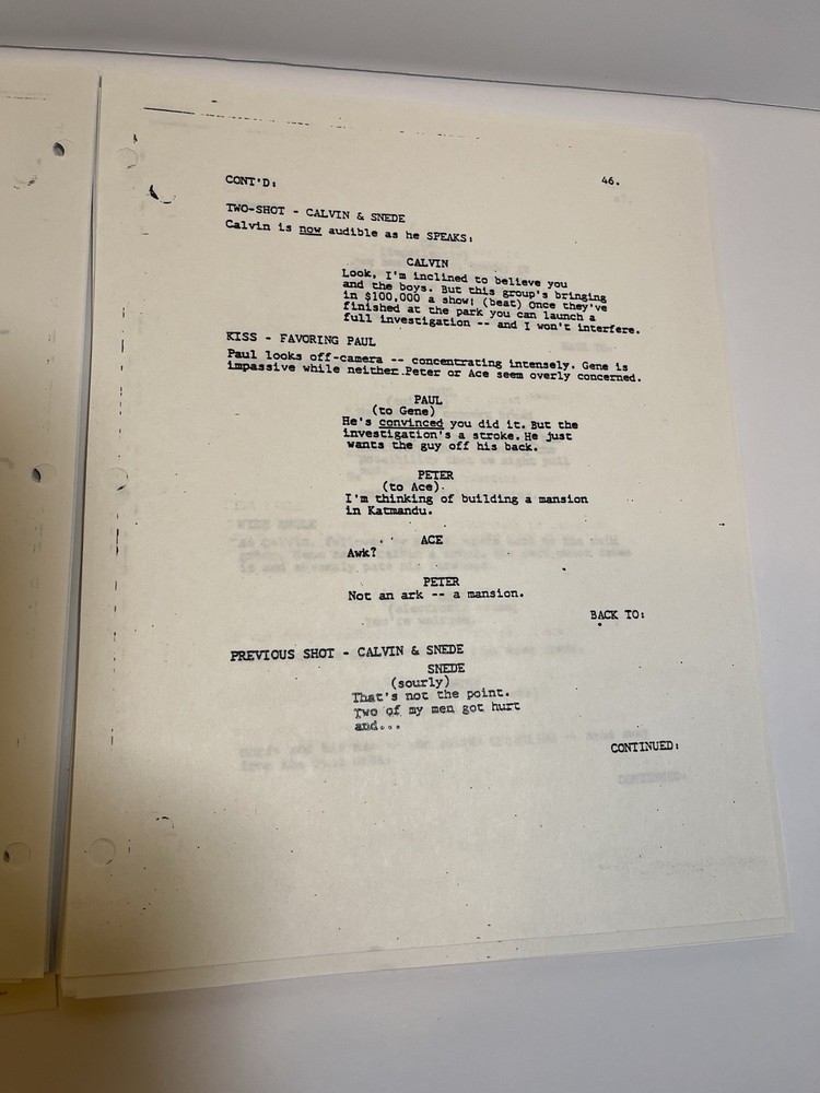 'KISS Meets the Phantom' Movie Screenplay / Script - *RARE* 1st Draft Copy