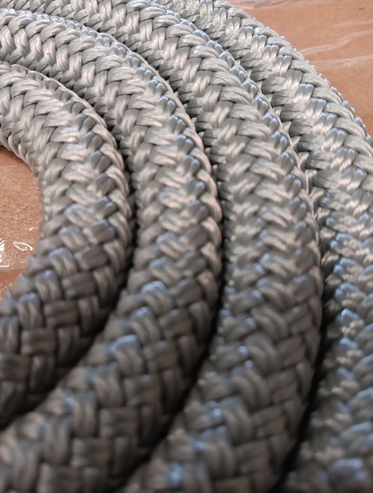 9/16 x 150 ft. Double Braid-Yacht Braid Polyester Rope. Light Gray