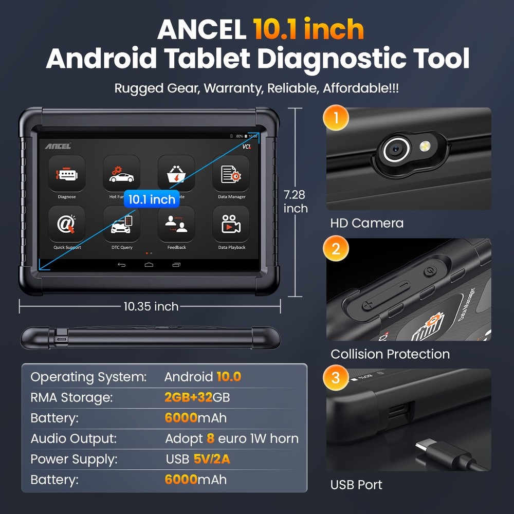 ANCEL X6 Car Diagnostic Tool Bidirectional All Systems OBD2 Scanner Code Reader