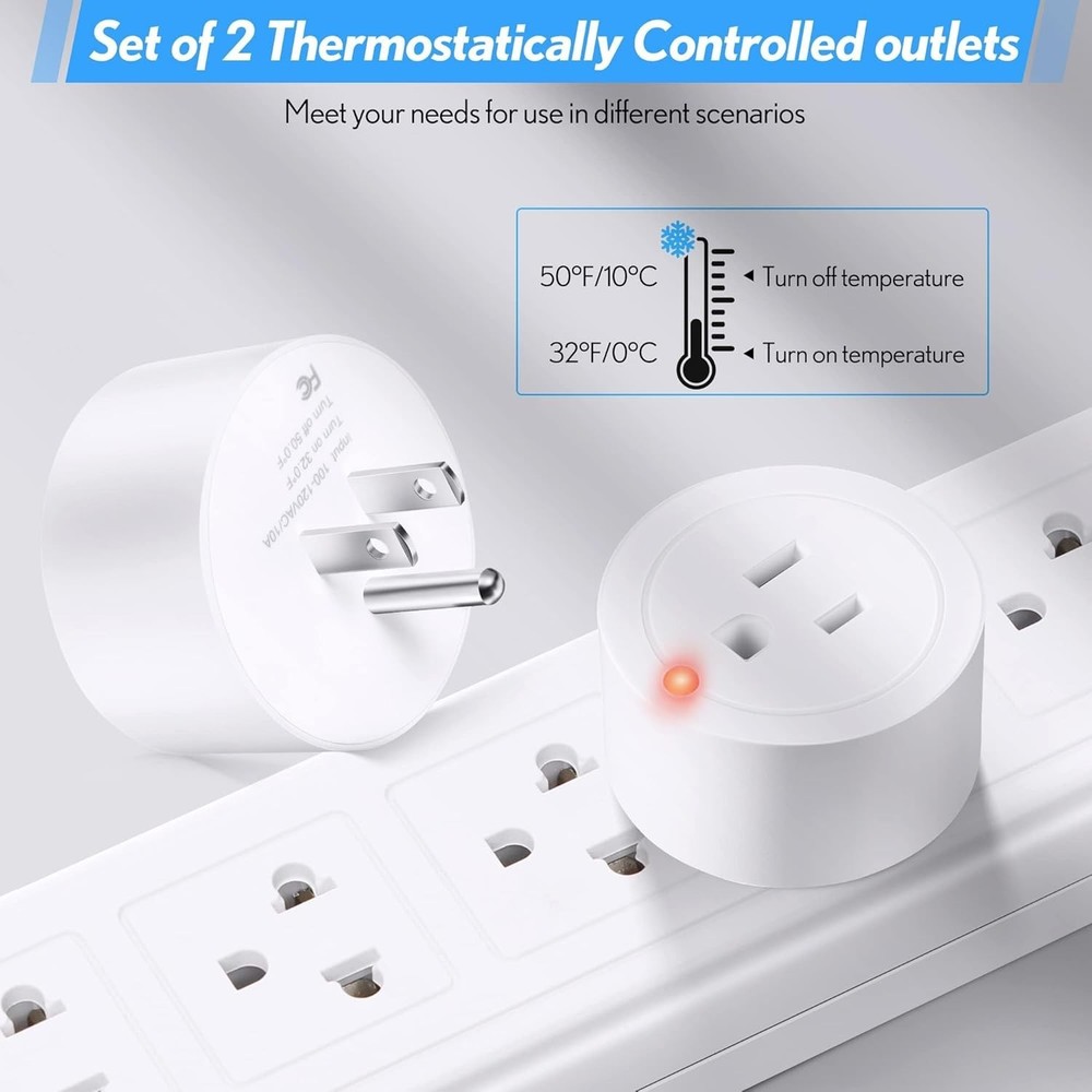Efficient 2-Pack Thermostatic Temperature Control Outlets - Ideal for Winter Use