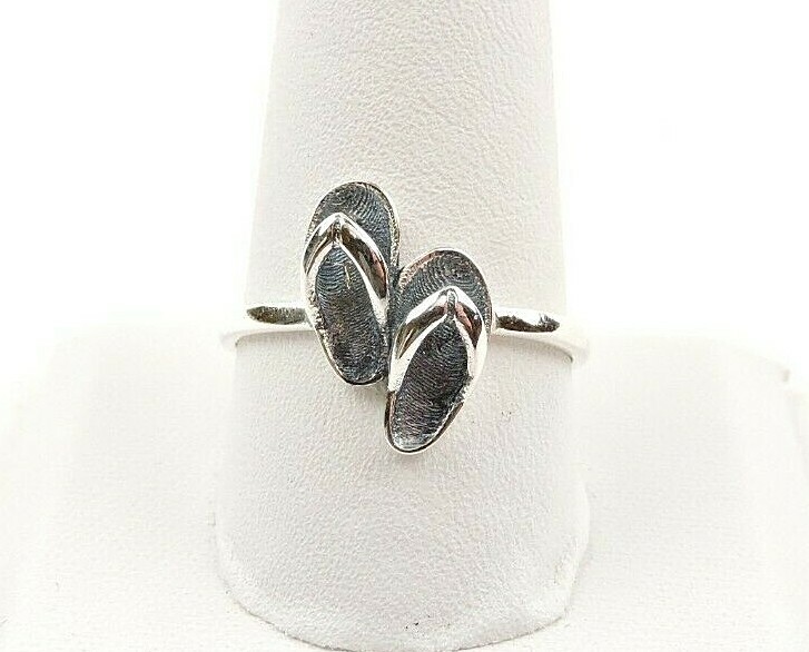 Sterling Silver Flip Flops Ring - Free Gift Packaging