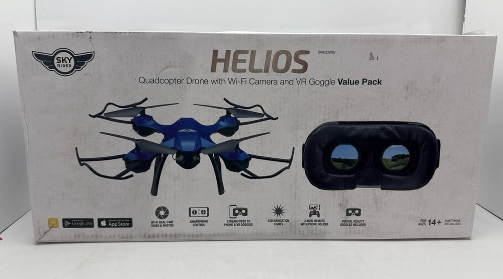 Helios Quadcopter Drone WiFi Camera VR Goggles 360 Flips 300Ft Range Foldable