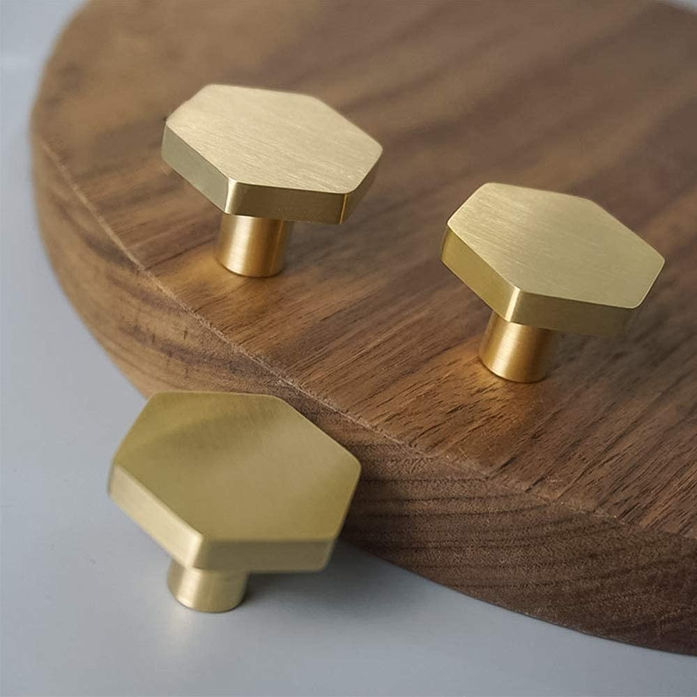 RZDEAL 1-1/10" Solid Brass Knobs Shoe Cabinets Knob and Pulls Hexagon Handles...