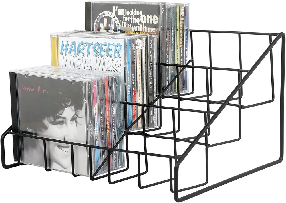 Mygift CD Display Stand, CD Rack Tower, 3-Tier DVD Stand Holder, Tabletop Compac