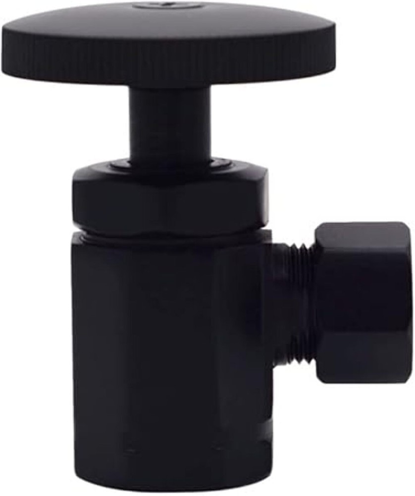 Premium Matte Black Round Handle Angle Stop Valve