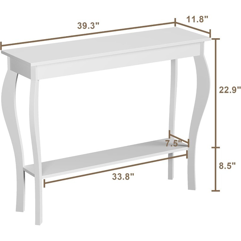 Narrow Console Table, Chic Accent Sofa Table, Entryway Table, White