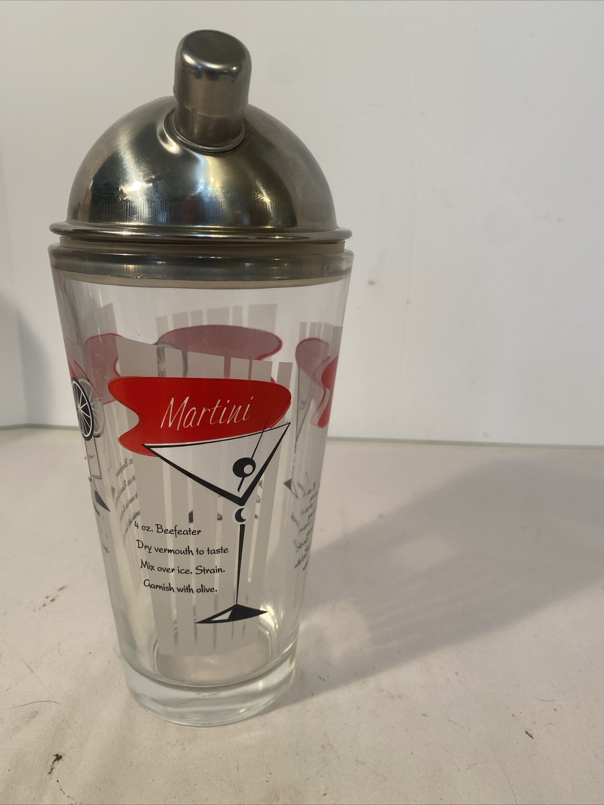 VTG MCM Libbey Barware Coctail Shaker Mixer Recipe Martini Gimlet Negroni Cosmo