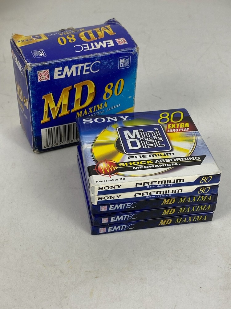 Sony Mini Disc Premium 80 extra & BASF EMTEC MD Maxima 80 MINIDISC DIGITAL LOT 6