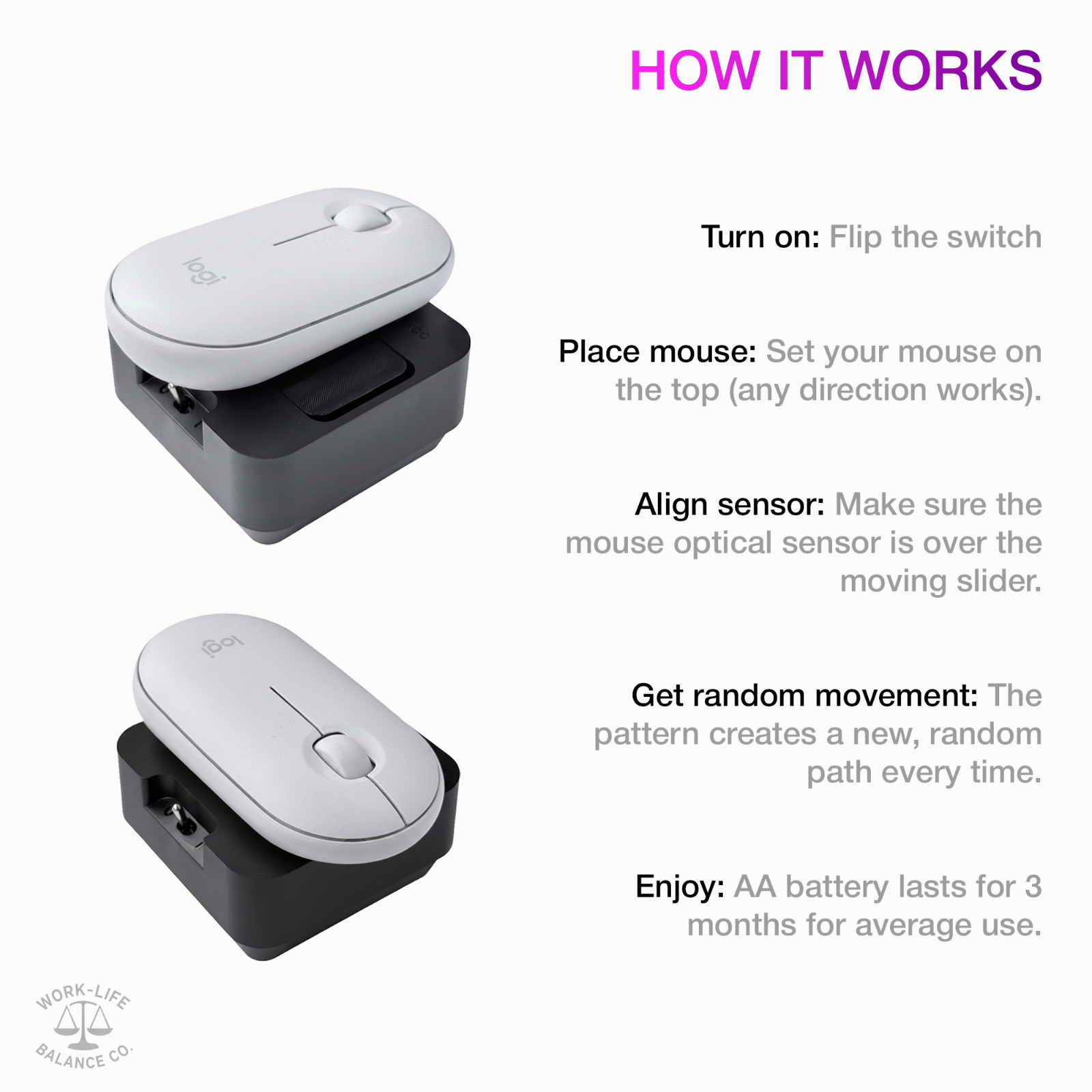 Mechanical Mouse Jiggler, Undetectable Device, Cordless Mouse Mover, Randomized