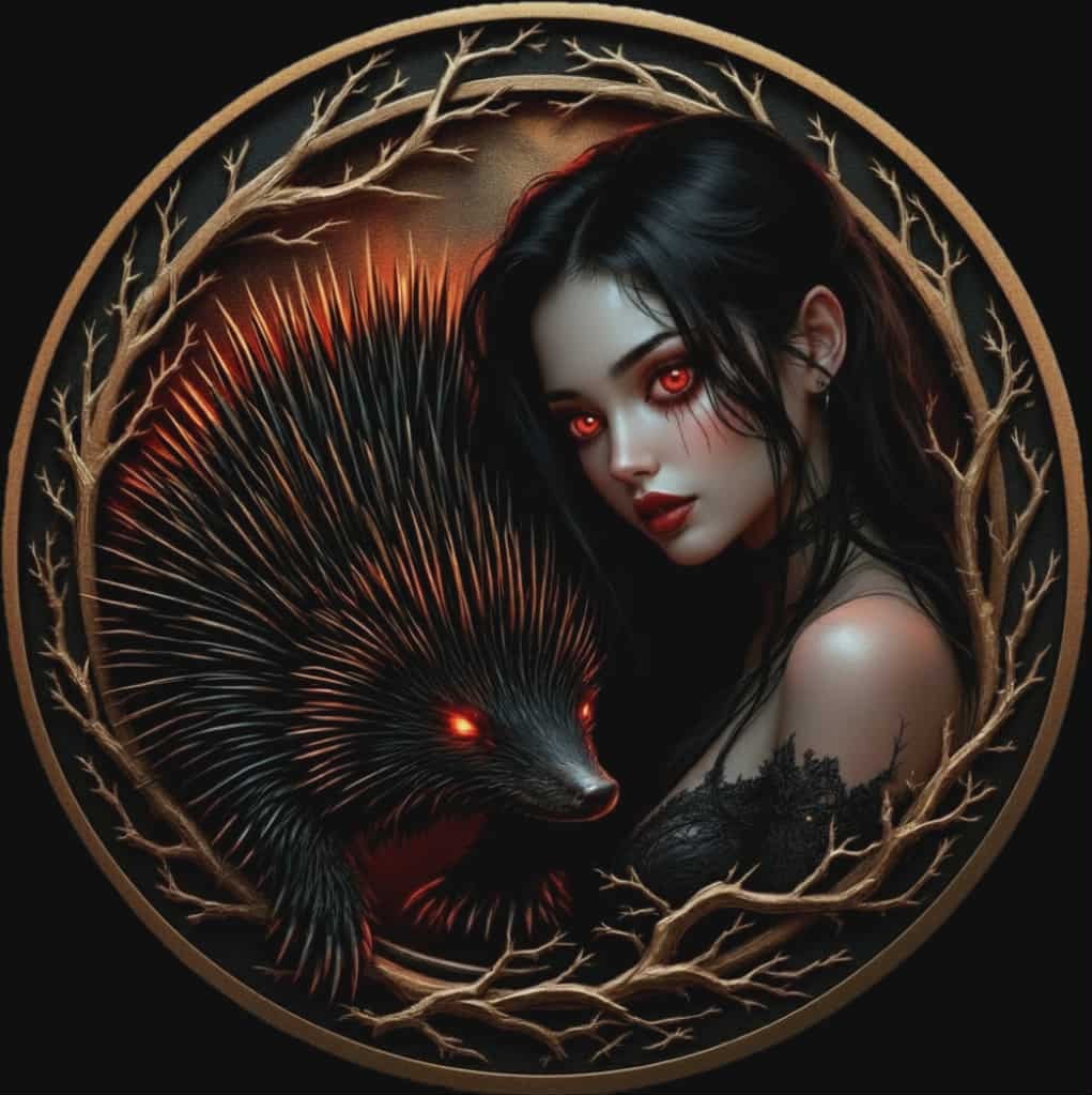 The Echidna The Spiked Horror 33 Gram Copper Colorized Coin in card