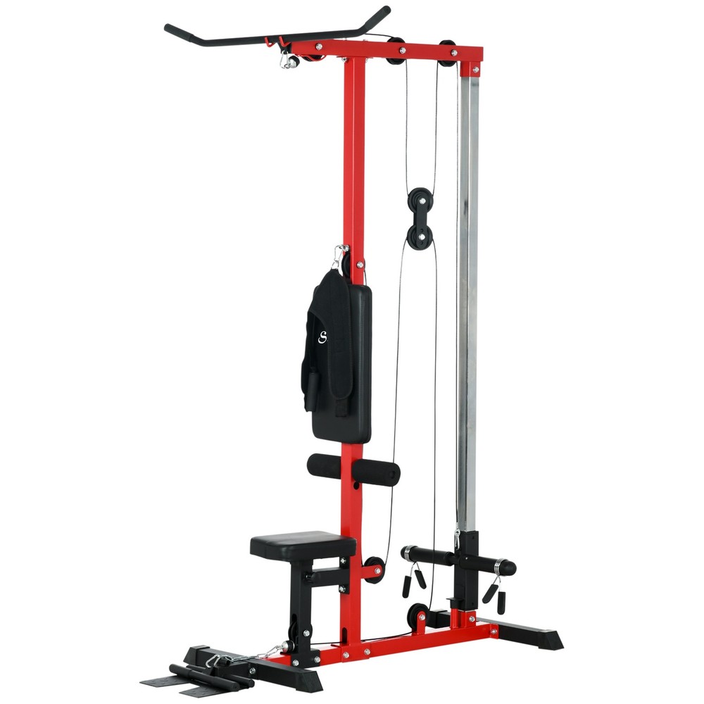 Lat Pull Down Machine High Low Pulley Machine Adjustable Seat Flip-Up Footplate