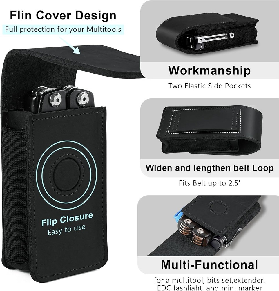 Leather Multitool Sheath Belt Holster Tool Pouch for Leatherman, Leather Pocket