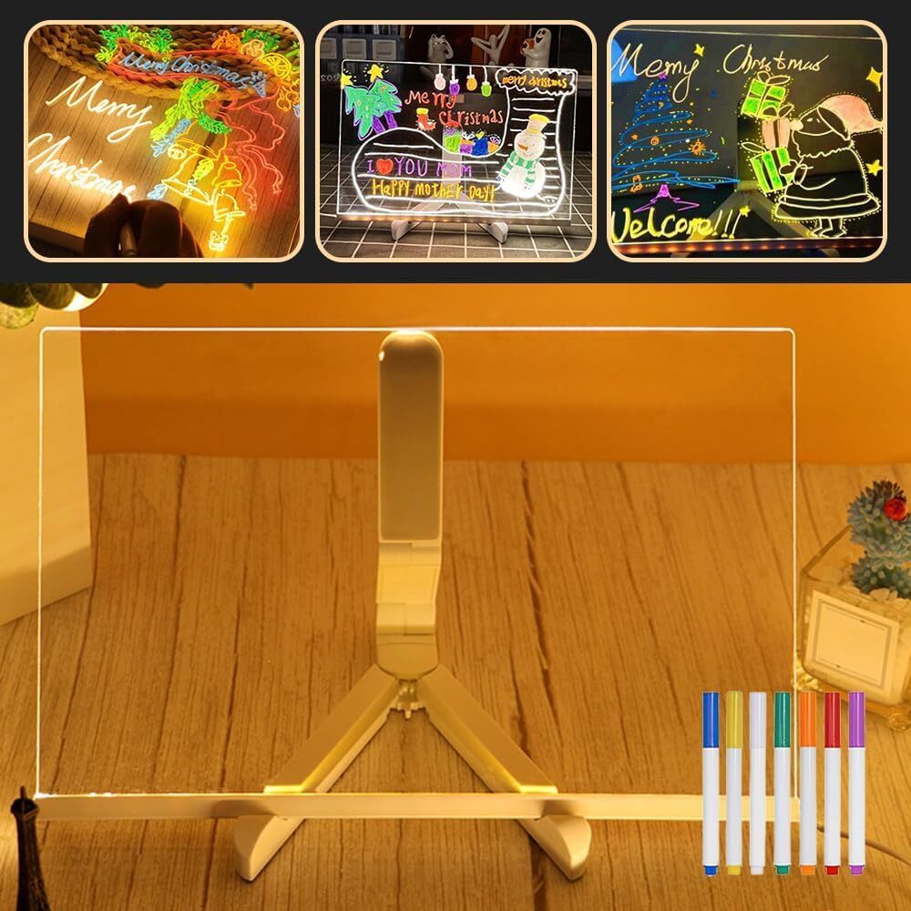 2025 New LED Note Board with Colors Light Up Acrylic Message Board Light Up D...